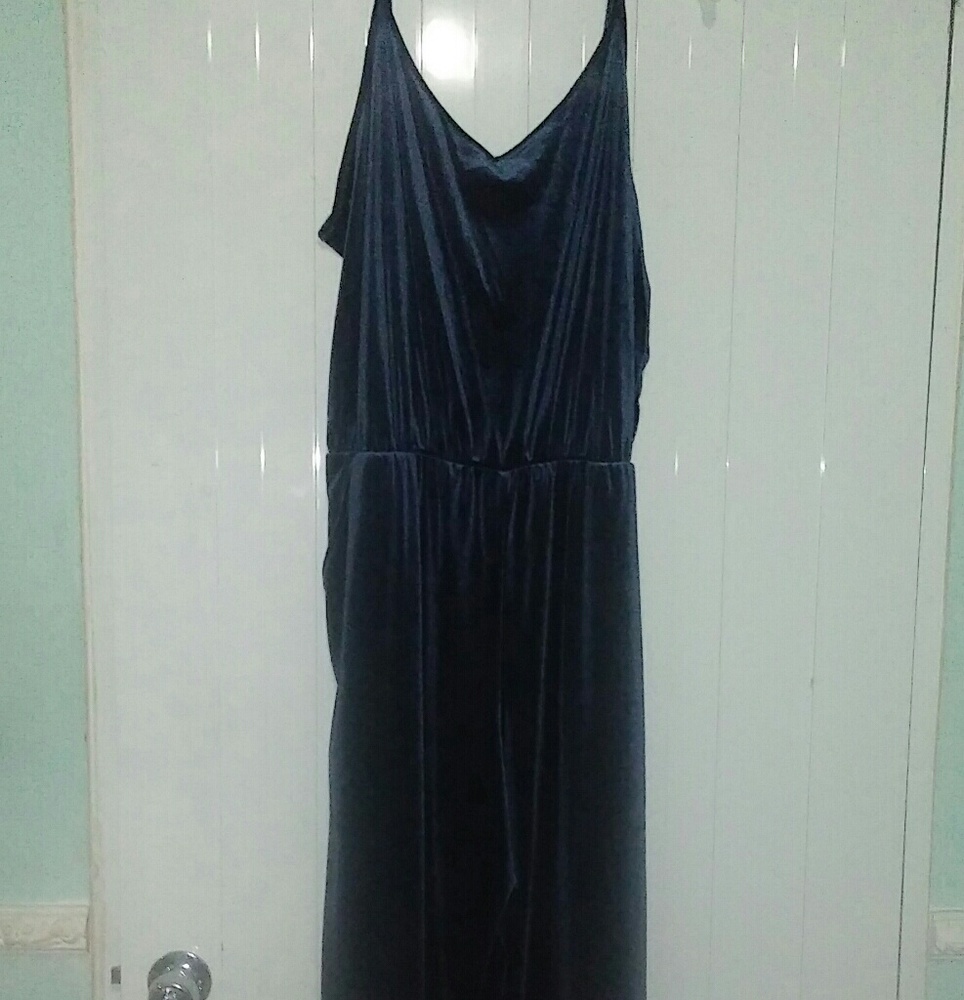 Blue velvet jumpsuit